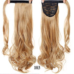 AOOSOO 24 inch Silky Straight Synthetic Clip in Drawstring Ponytail Hairpieces for Women Hair Extension High Temperature Fiber