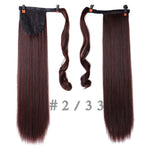 AOOSOO 24 inch Silky Straight Synthetic Clip in Drawstring Ponytail Hairpieces for Women Hair Extension High Temperature Fiber