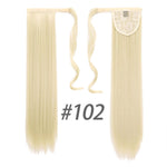 AOOSOO 24 inch Silky Straight Synthetic Clip in Drawstring Ponytail Hairpieces for Women Hair Extension High Temperature Fiber