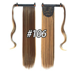 AOOSOO 24 inch Silky Straight Synthetic Clip in Drawstring Ponytail Hairpieces for Women Hair Extension High Temperature Fiber