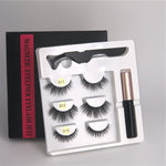 Makeup 3 pairs of magnetic eyelashes magnetic eyeliner tweezers, waterproof long lasting natural eyelashes set gift box eyelash