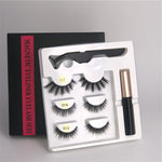 Makeup 3 pairs of magnetic eyelashes magnetic eyeliner tweezers, waterproof long lasting natural eyelashes set gift box eyelash