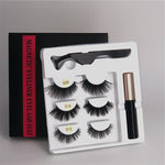 Makeup 3 pairs of magnetic eyelashes magnetic eyeliner tweezers, waterproof long lasting natural eyelashes set gift box eyelash