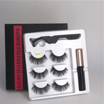 Makeup 3 pairs of magnetic eyelashes magnetic eyeliner tweezers, waterproof long lasting natural eyelashes set gift box eyelash