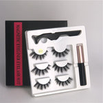 Makeup 3 pairs of magnetic eyelashes magnetic eyeliner tweezers, waterproof long lasting natural eyelashes set gift box eyelash