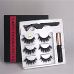 Makeup 3 pairs of magnetic eyelashes magnetic eyeliner tweezers, waterproof long lasting natural eyelashes set gift box eyelash