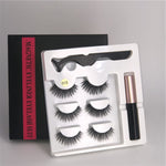 Makeup 3 pairs of magnetic eyelashes magnetic eyeliner tweezers, waterproof long lasting natural eyelashes set gift box eyelash