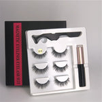Makeup 3 pairs of magnetic eyelashes magnetic eyeliner tweezers, waterproof long lasting natural eyelashes set gift box eyelash
