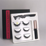 Makeup 3 pairs of magnetic eyelashes magnetic eyeliner tweezers, waterproof long lasting natural eyelashes set gift box eyelash