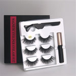 Makeup 3 pairs of magnetic eyelashes magnetic eyeliner tweezers, waterproof long lasting natural eyelashes set gift box eyelash