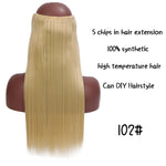 SHANGKE Hair 24'' Long Straight Women Clip in Hair Extensions Black Brown High Tempreture Synthetic Hair Piece