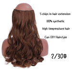 SHANGKE Hair 24'' Long Straight Women Clip in Hair Extensions Black Brown High Tempreture Synthetic Hair Piece