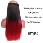 SHANGKE Hair 24'' Long Straight Women Clip in Hair Extensions Black Brown High Tempreture Synthetic Hair Piece