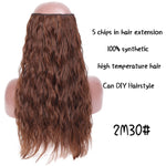 SHANGKE Hair 24'' Long Straight Women Clip in Hair Extensions Black Brown High Tempreture Synthetic Hair Piece