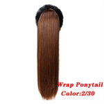 AOSI Straight Clip In Hair Tail False Hair 24" Ponytail Hairpiece With Hairpins Synthetic Pony Tail Hair Extensions For Women