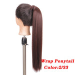 AOSI Straight Clip In Hair Tail False Hair 24" Ponytail Hairpiece With Hairpins Synthetic Pony Tail Hair Extensions For Women