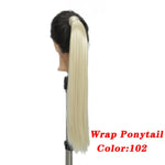 AOSI Straight Clip In Hair Tail False Hair 24" Ponytail Hairpiece With Hairpins Synthetic Pony Tail Hair Extensions For Women