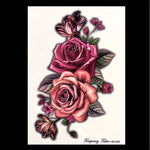 beauty 1piece make up Fake temporary tattoos stickers rose flowers arm shoulder tattoo waterproof women big flash tattoo on body