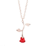 MQCHUN 3D Rose Necklace flower Custom Charm Necklace Final Rose Beauty and the Beast Jewelry Women Girls Party Gift dropshipping