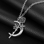 MQCHUN 3D Rose Necklace flower Custom Charm Necklace Final Rose Beauty and the Beast Jewelry Women Girls Party Gift dropshipping