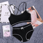 CINOON Japanese Lingerie Set Cotton Thin Screw Thread Push Up Bra Set beauty back Women Bra Panties Set Comfort Underwear