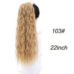 AILIADE 22inches High Temperature Fiber Hairpieces Long Curly Synthetic Drawstring Clip Ponytail Hair Extensions for Women